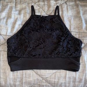 Black Crochet Crop-top